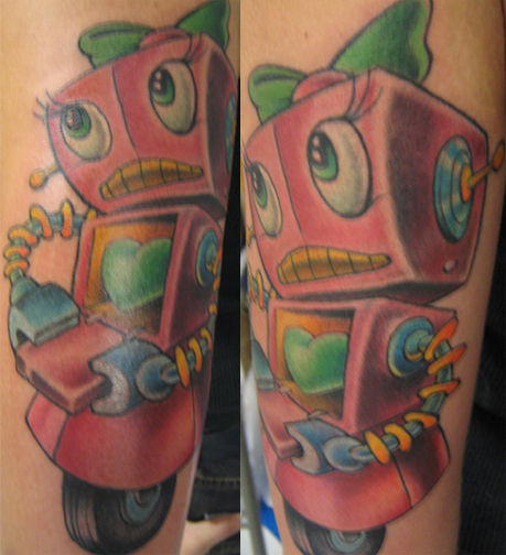 Looking for unique  Tattoos? robot girl and heart tattoo